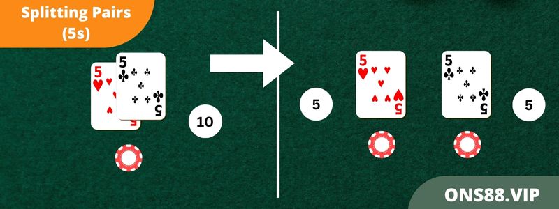 Blackjack Splitting Pairs (5s)